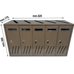 Casellario postale condominiale 5 cassette postali in acciaio box cubo C5 mm.520 x 175 x 300h
