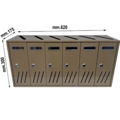 Casellario postale condominiale 6 cassette postali in acciaio box cubo C6 mm.620 x 175 x 300h