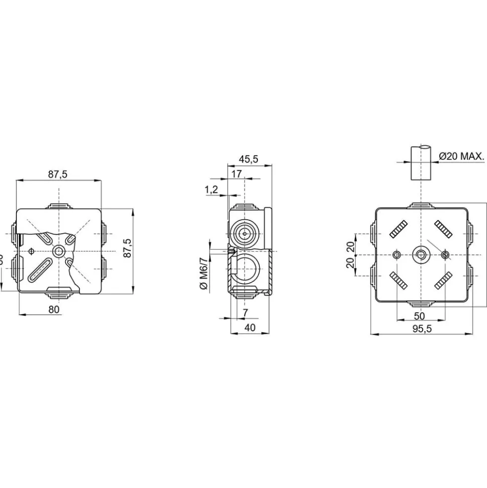 Cassetta di derivazione stagna IP44 mm.80 x 80 x 40 con passacavi GEWISS GW44003