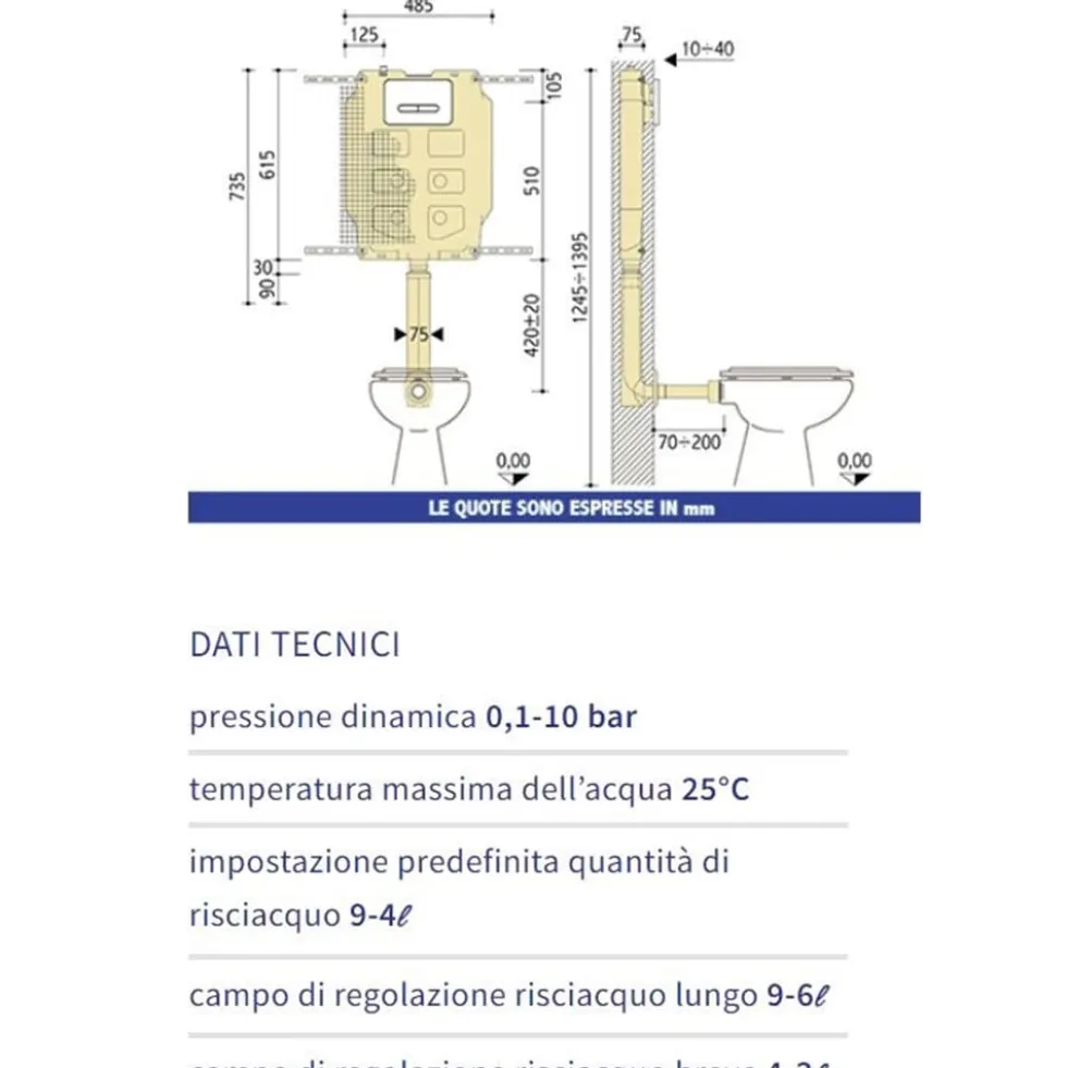 Cassetta di scarico wc ad incasso PUCCI ECO 2 tasti 4/9 lt. mod.2014