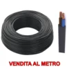 Cavo elettrico bipolare gommato piatto 2 x 0,75 mmq. H03VVH2-F nero vendita al metro