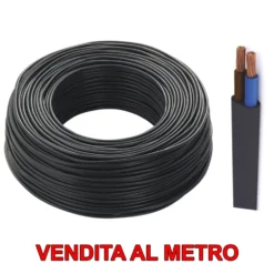 Cavo elettrico bipolare gommato piatto 2 x 0,75 mmq. H03VVH2-F nero vendita al metro