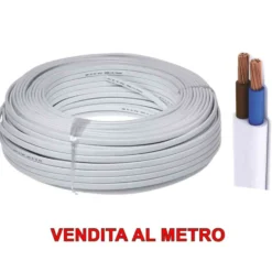 Cavo elettrico bipolare gommato piatto 2 x 1 mmq. H03VVH2-F bianco vendita al metro