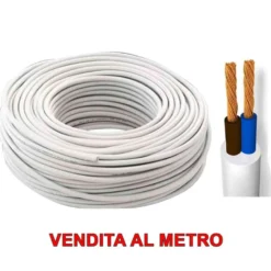 Cavo elettrico bipolare gommato tondo 2 x 1 mmq. H05VV-F bianco vendita al metro