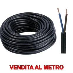 Cavo elettrico bipolare gommato tondo 2 x 1,5 mmq. H05VV-F nero vendita al metro