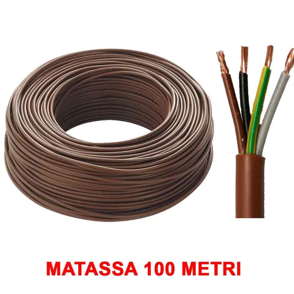 Cavo elettrico quadripolare FS18OR18 4 x 2,5 marrone matassa mt.100
