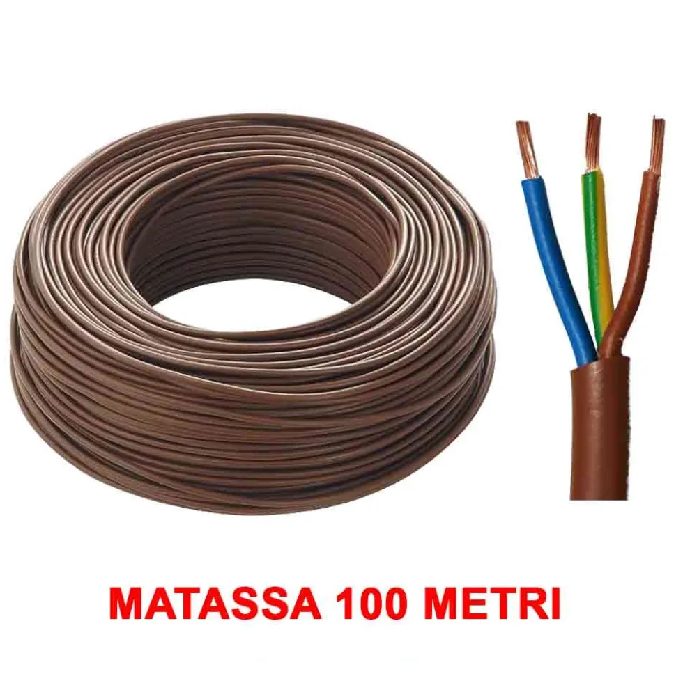 Cavo elettrico tripolare FS18OR18 3 x 2,5 marrone matassa mt.100