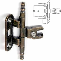 Cerniera antichizzata A0058 ottone bronzato patinato per mobili antichi arte povera