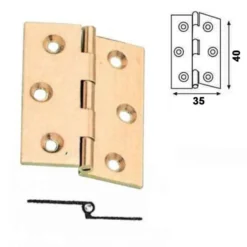 Cerniera fresata zancata in ottone mezzo collo mm.40 x 35 oro satinato