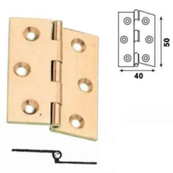 Cerniera fresata zancata in ottone mezzo collo mm.50 x 40 oro satinato