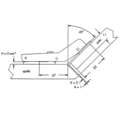 Cerniera Salice C2ABM99 per montaggio anta ad angolo positivo 45° mm.35