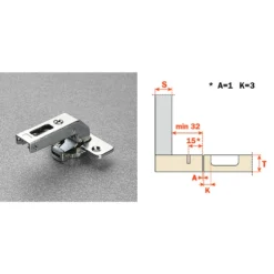 Cerniera SALICE C2ABN99 a controcollo ridotto per spazi ristretti mm.35 94°