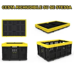 Cesta pieghevole impilabile HYTAMA FOLD BOX cm.56,8 x 41 x 27,2 per carrello pieghevole FOLD SHOP