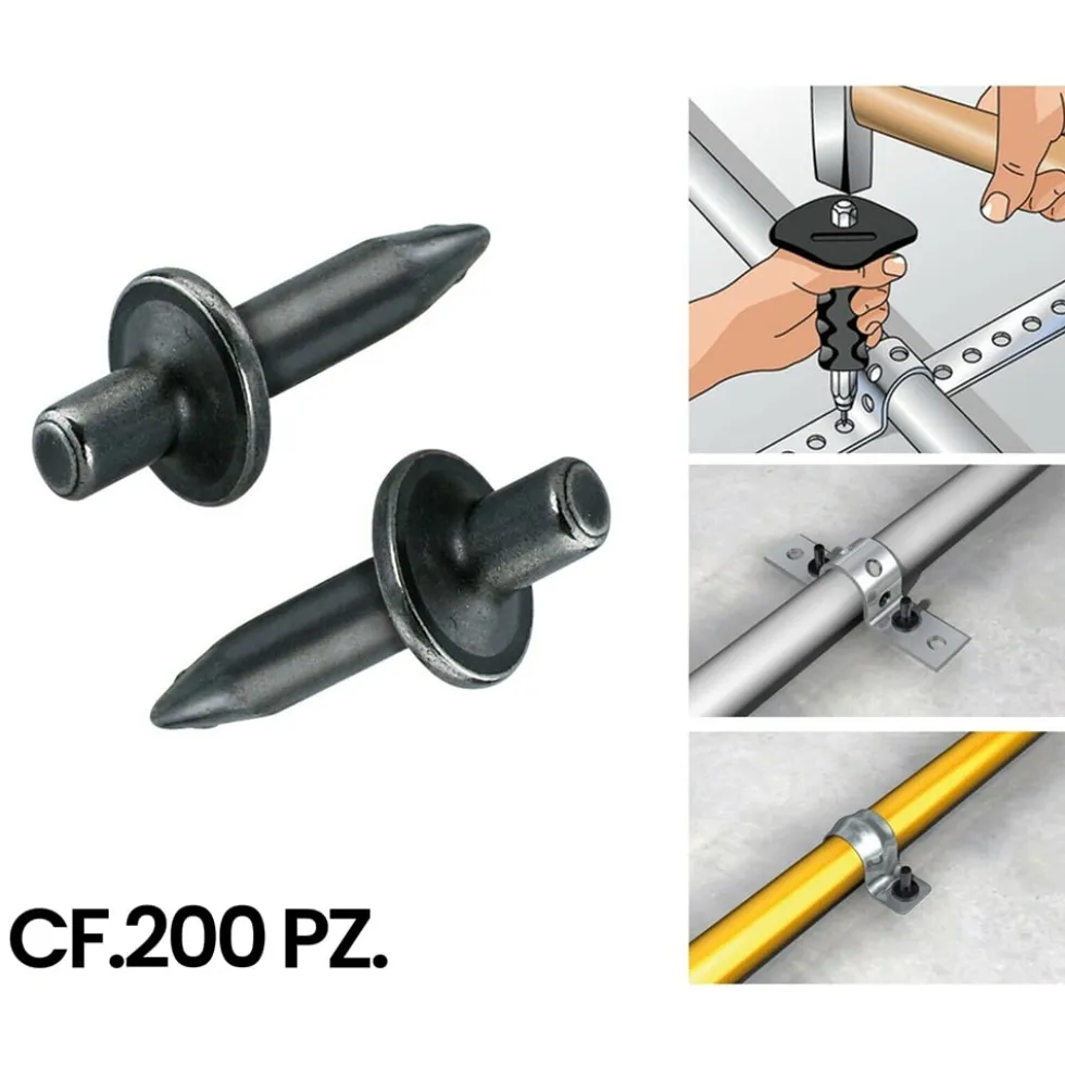 Chiodi a percussione per bandella forata D.4 x 19 mm. cf.200 pz. NOBEX NB9719