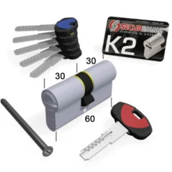 Cilindro europeo Securemme K2 3200CCS cromo satinato varie misure