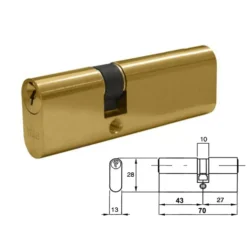 Cilindro ovale prolungato decentrato mm.70 (27+43) YALE YN0901007000 con 3 chiavi