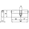 Cilindro ovale prolungato decentrato mm.80 (27+53) YALE YN0901009000 con 3 chiavi