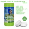 Cloro in pastiglie a 9 azioni ALE9 per piscine 7 pastiglie da 200gr. kg.1,4