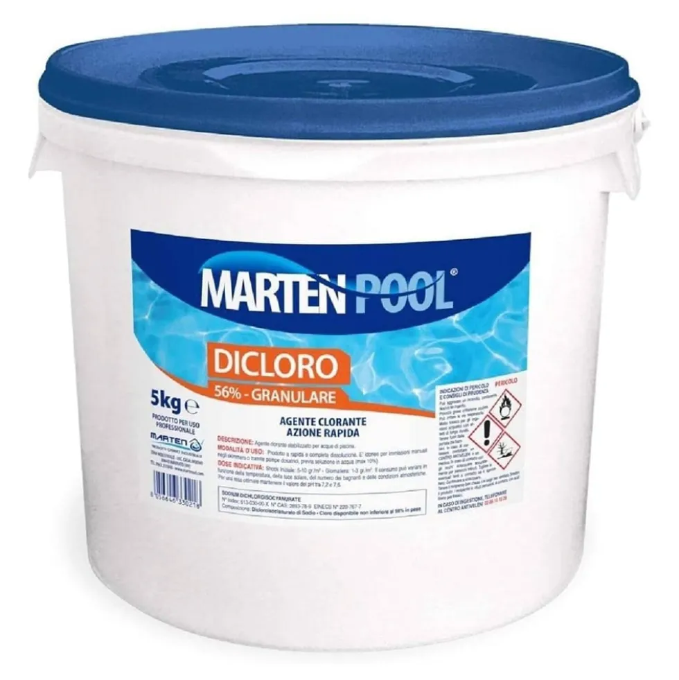 Cloro in polvere per piscine kg.5 dicloro granulare MARTEN