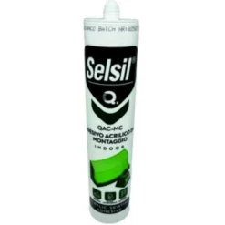 Colla adesivo di montaggio acrilico bianco ml.310 SELSIL per legno calcestruzzo intonaco cartongesso piastrelle