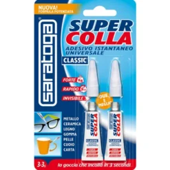 Colla cianoacrilica adesivo cianoacrilato istantaneo SARATOGA SUPERCOLLA conf. doppia gr.3+3