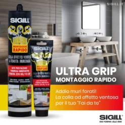 Colla di montaggio rapida effetto ventosa SIGILL ULTRA GRIP cartuccia ml.290