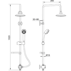Colonna doccia saliscendi combinato cromo lucido mod. CARBONIA
