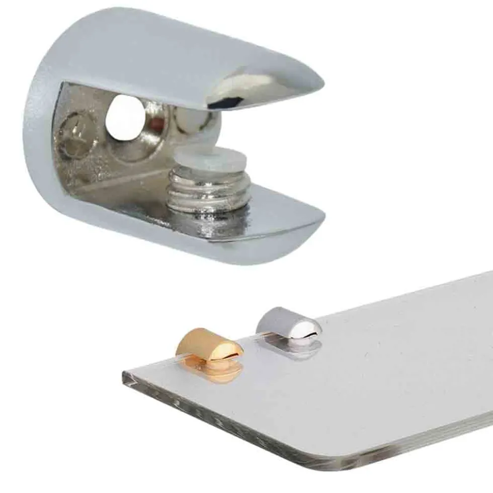 Coppia reggimensola per vetro mm.25 x 30 cromo spessore max 10 mm. PINCO