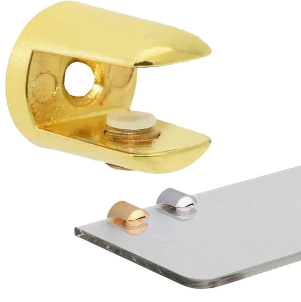 Coppia reggimensola per vetro mm.25 x 30 oro spessore max 10 mm. PINCO
