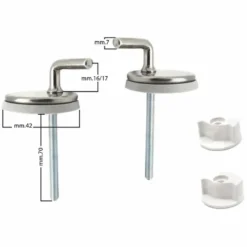 Coppia supporti in ottone cromato per sedile wc aggancio laterale 111-305