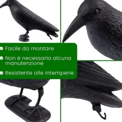Corvo scaccia piccioni dissuasore statuetta in plastica corvo finto spaventapasseri