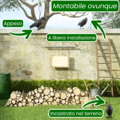 Corvo scaccia piccioni dissuasore statuetta in plastica corvo finto spaventapasseri