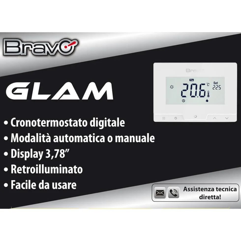 Cronotermostato digitale BRAVO GLAM display 3,78" programmazione giornaliera e settimanale