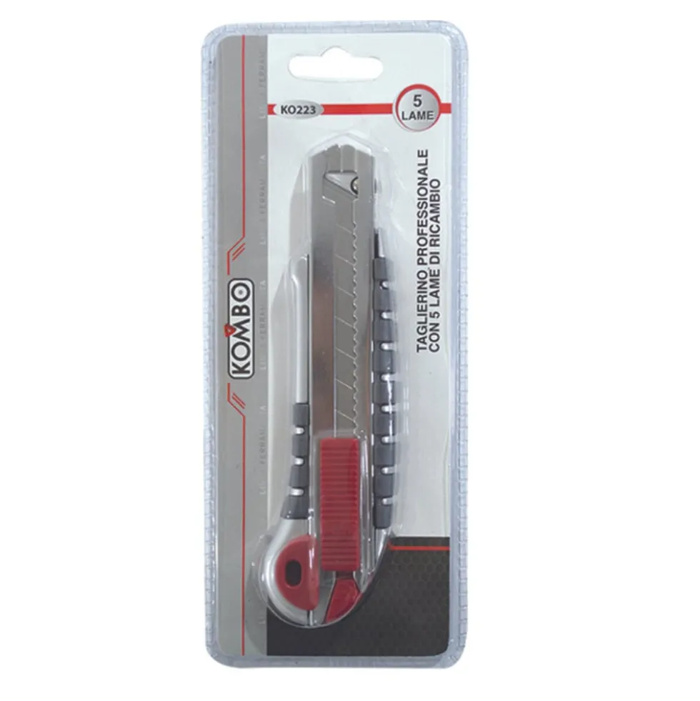 Cutter taglierino professionale in metallo KOMBO mm.18 con 5 lame