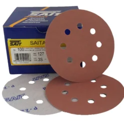 Disco abrasivo velcrato per levigatrice rotorbitale D.127 8 fori varie grane SAIT SAITAC D-VEL