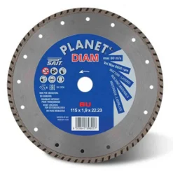 Disco diamantato a corona continua turbo mm.115 x 1,9 x 22,22 SAIT PLANET DIAM BU per materiali da costruzione