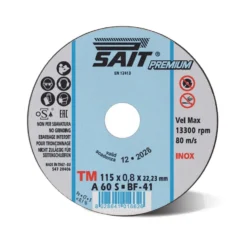 Disco mola da taglio per acciaio inox/metallo SAIT PREMIUM mm.115 x 0,8 x 22,23