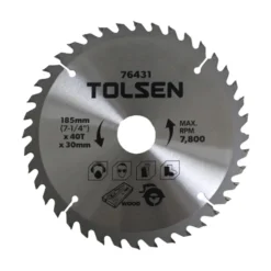 Disco per sega circolare taglio legno mm.185 x 40T x 30 TOLSEN 76431