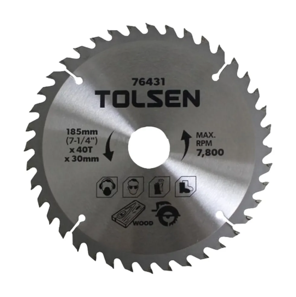 Disco per sega circolare taglio legno mm.185 x 40T x 30 TOLSEN 76431