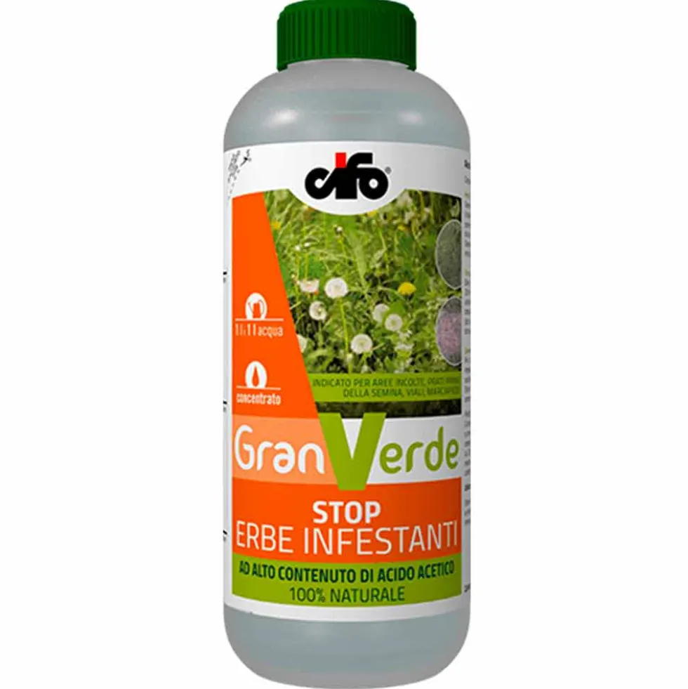 Diserbante erbicida naturale acido acetico contro piante indesiderate lt.1 CIFO ACETO GRANVERDE