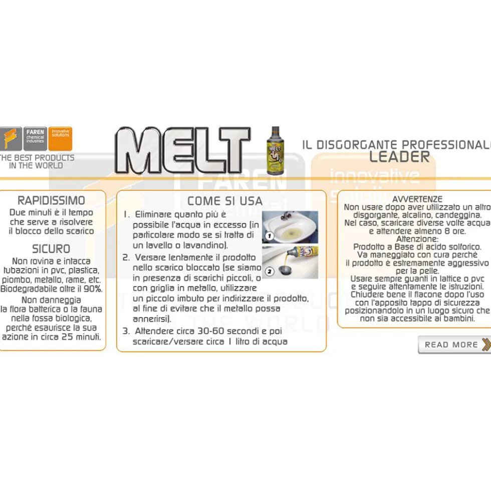 Disgorgante liquido professionale MELT a rapida azione ml.750