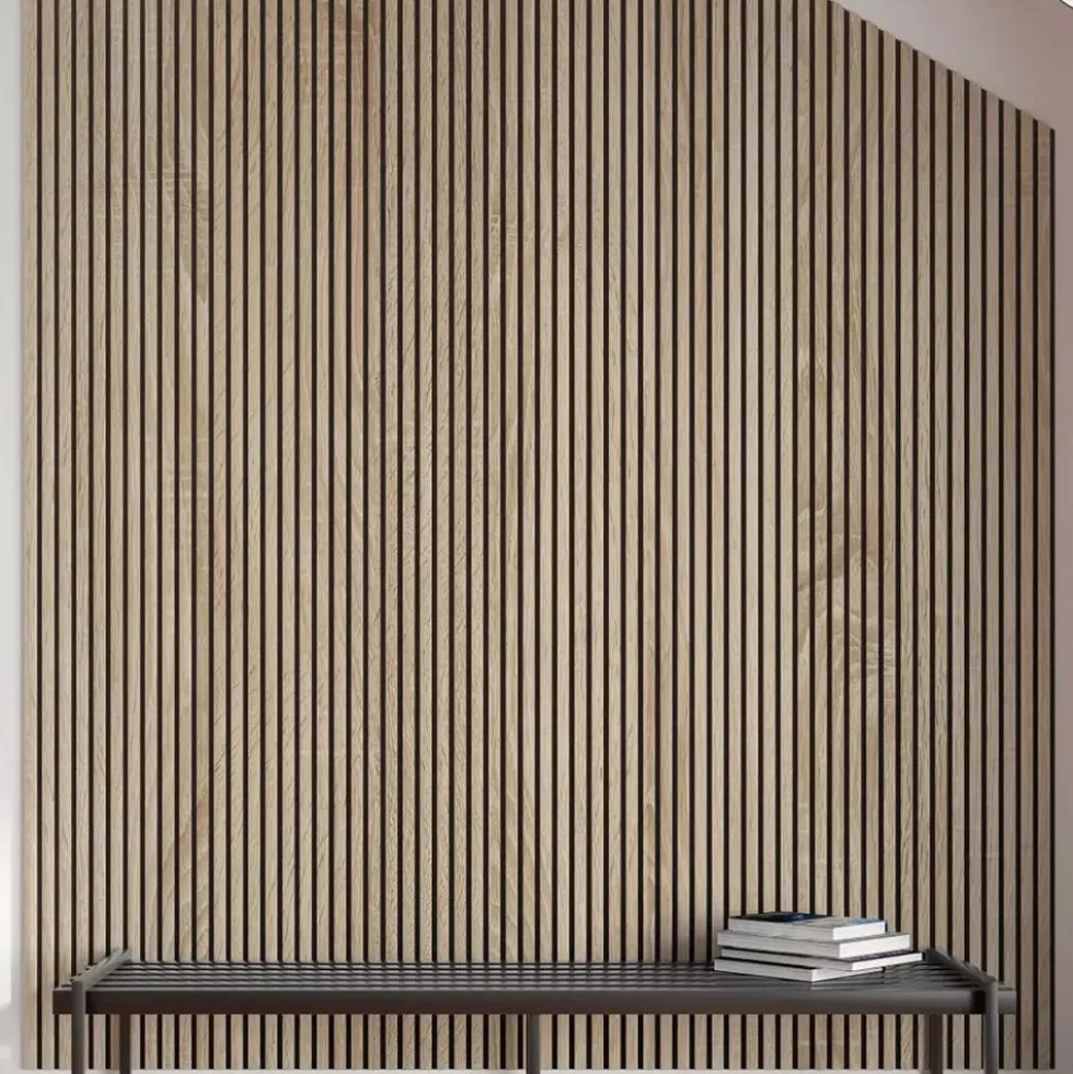 Doghe decorative lamello flessibile in mdf con felcro nero pannello cm.60 x 278 NATURALE