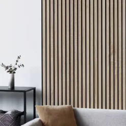 Doghe decorative lamello flessibile in mdf con felcro nero pannello cm.60 x 278 NATURALE