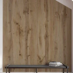 Doghe decorative lamello flessibile in mdf con felcro nero pannello cm.60 x 278 NOCE