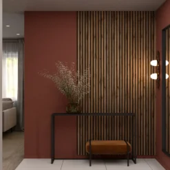 Doghe decorative lamello flessibile in mdf con felcro nero pannello cm.60 x 278 NOCE