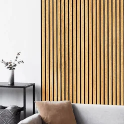 Doghe decorative lamello flessibile in mdf con felcro nero pannello cm.60 x 278 TEAK