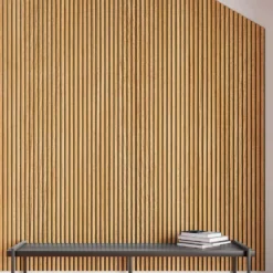Doghe decorative lamello flessibile in mdf con felcro nero pannello cm.60 x 278 TEAK