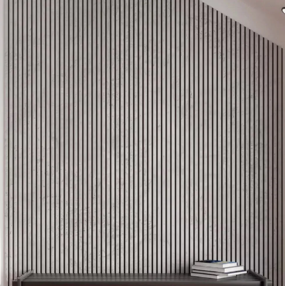 Doghe decorative lamello flessibile in mdf con felcro nero pannello cm.60 x 278 GRIGIO CHICAGO
