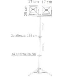 Doppio faro da lavoro portatile CFG EDIL LED TRIPOD proiettore da cantiere 2 x 50W con supporto treppiede CFG