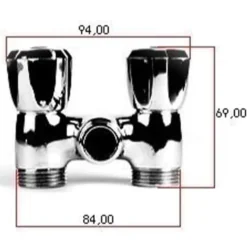 Doppio rubinetto lavatrice e lavastoviglie 1/2" x 3/4" con 2 valvole